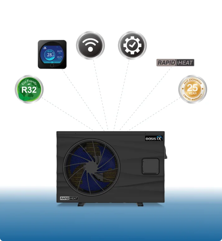 Oasis iX Series rapid heat inverter pool heat pump